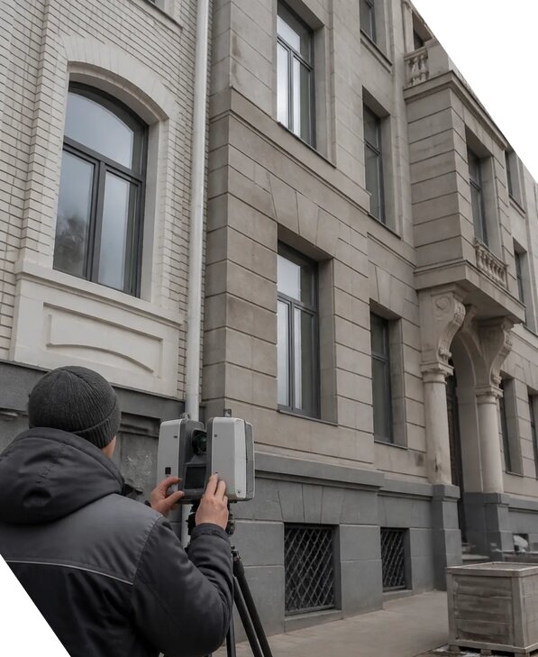 Лазерное сканирование фасадов зданий для обследования в Южноуральске
